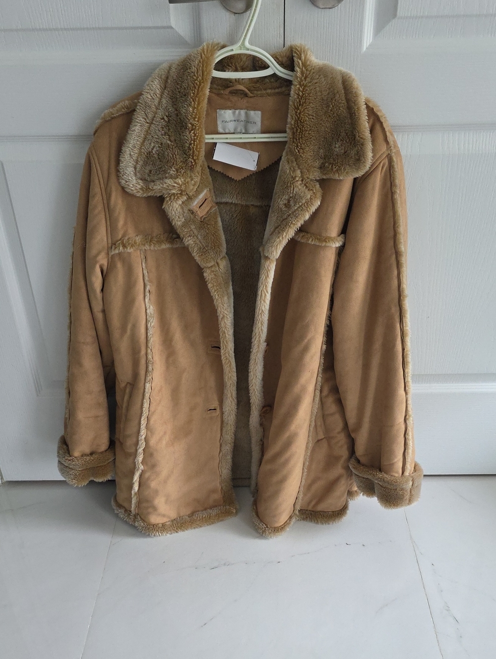 Vintage Faux Shearling Teddy Coat in Camel by Unknown Brand